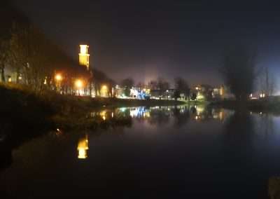 View of river Barrow at night in Athy, Kildare, Ireland
