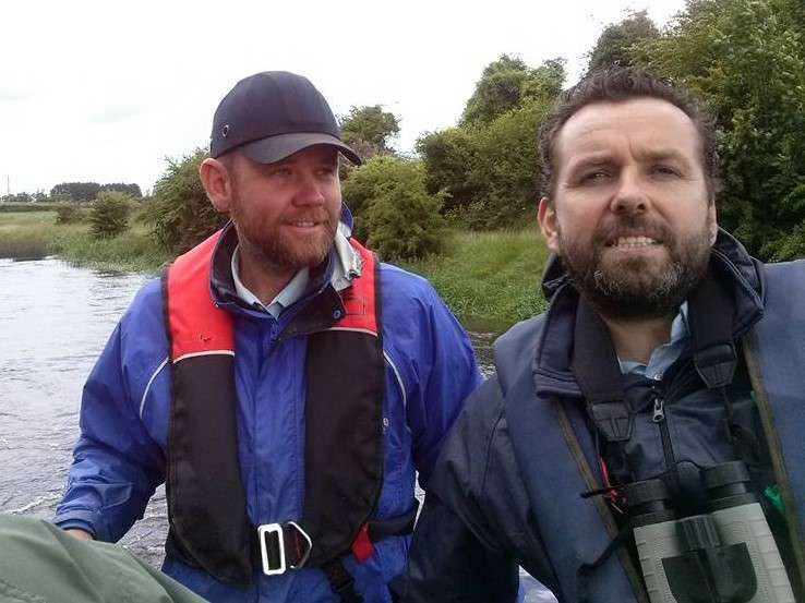 Clifford Reid & Chris McKenna on a boat on river Barrow in Kildare
