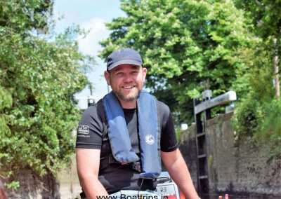 Clifford Reid of Boat Trips Ireland leaving Levitstown Lock on river Barrow