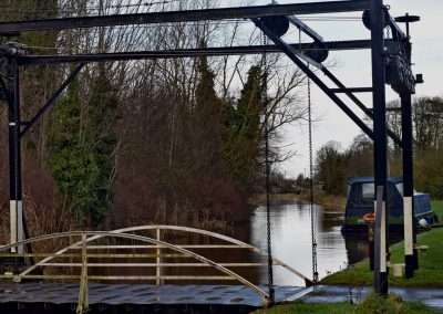 Lifting Bridge at Levitstown, county Kildare. Moored barge in background