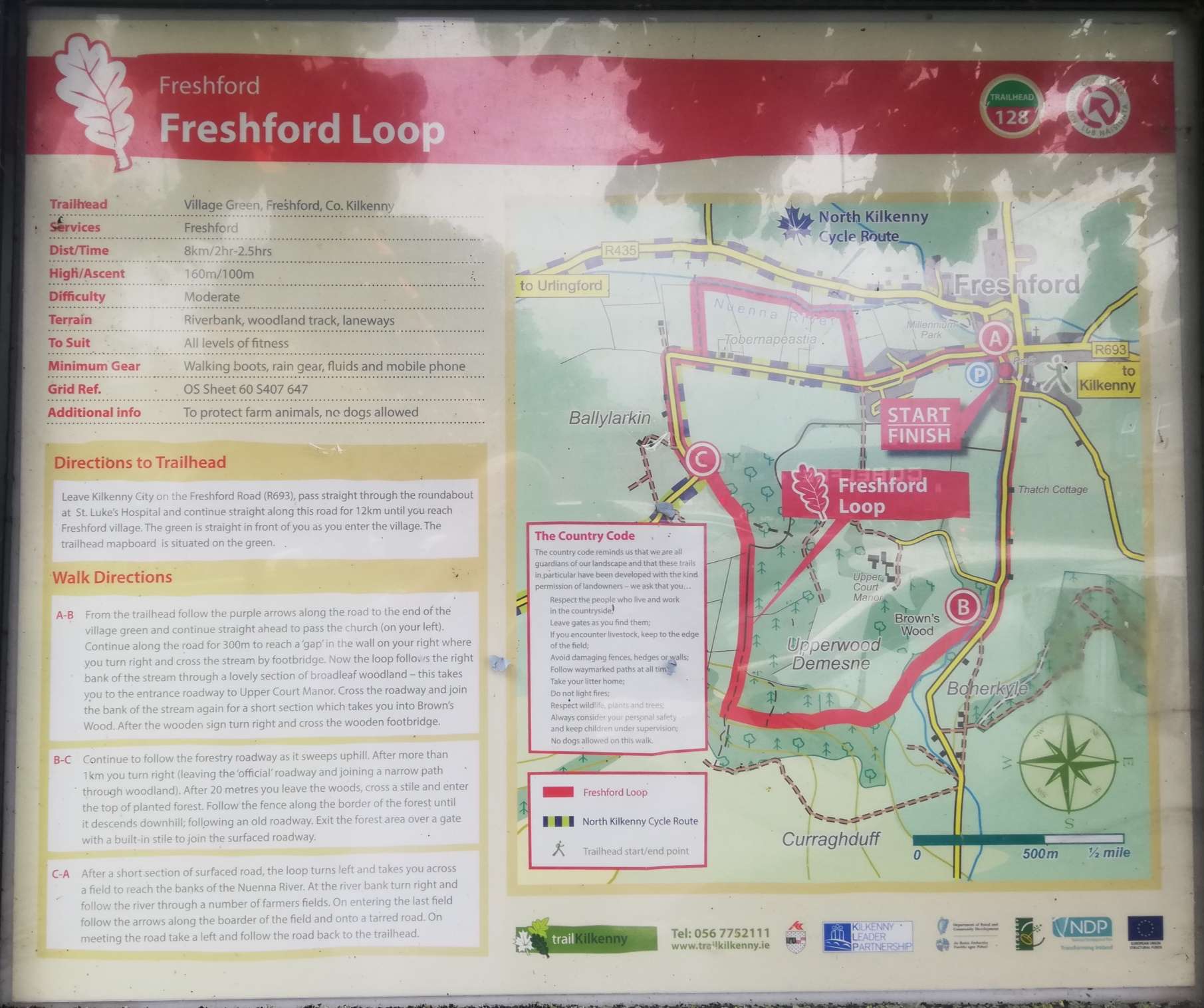 Informational sign about the Freshford Loop in Freshford, county Kilkenny