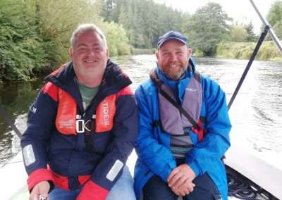 Eoin Bolger of Riverboat Adventures and Clifford Reid of BoatTrips.ie together on the river Barrow in Graiguenamanagh