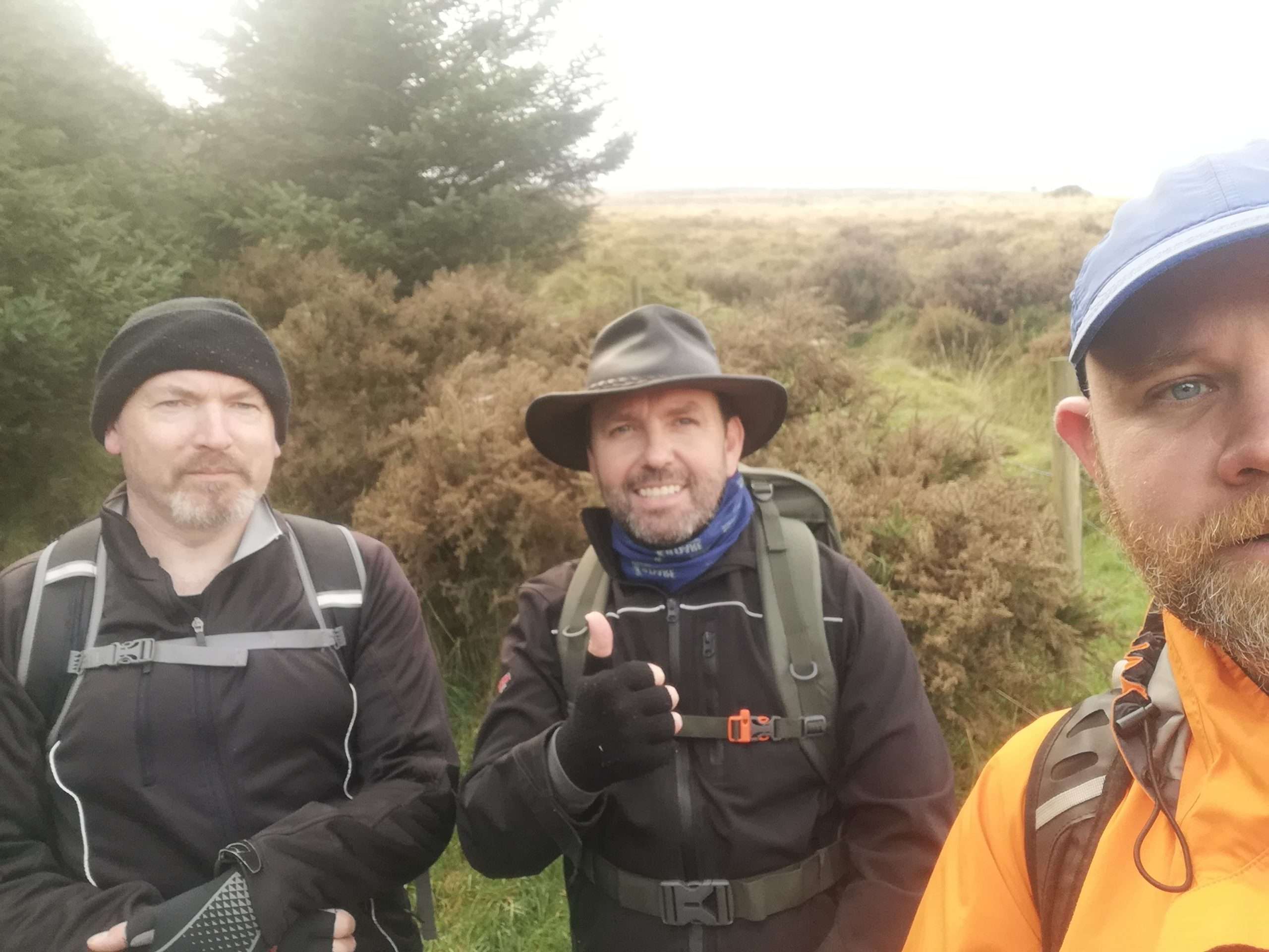 Don Watchhorn, Chris McKenna and Cliff Reid hiking Brandon Hill in Graiguenamanagh, county Kilkenny