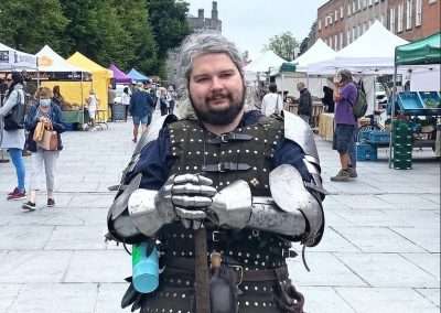 Tour guide Dillon dressed as a Knight