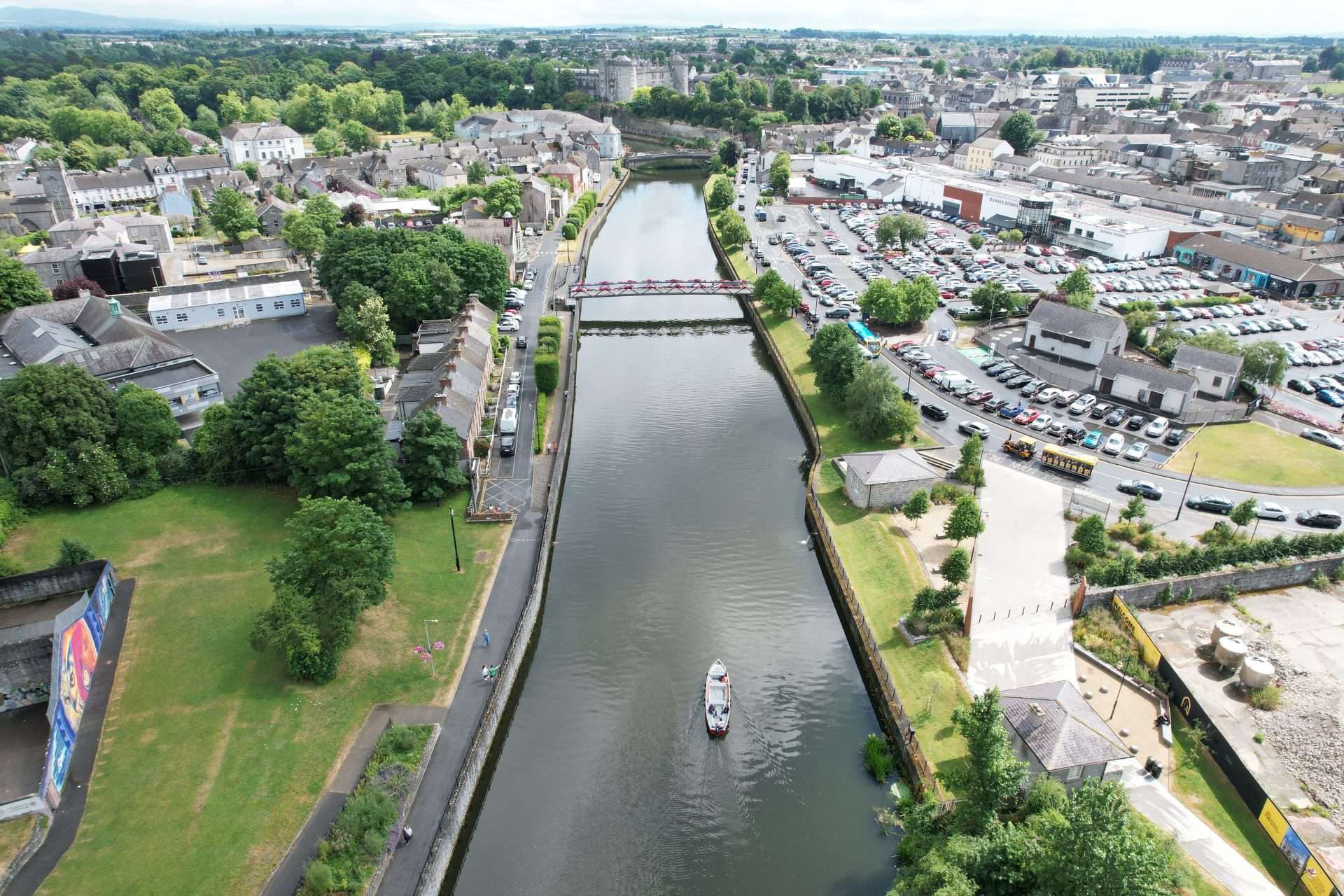 Arial view of river Nore and Kilkenny City